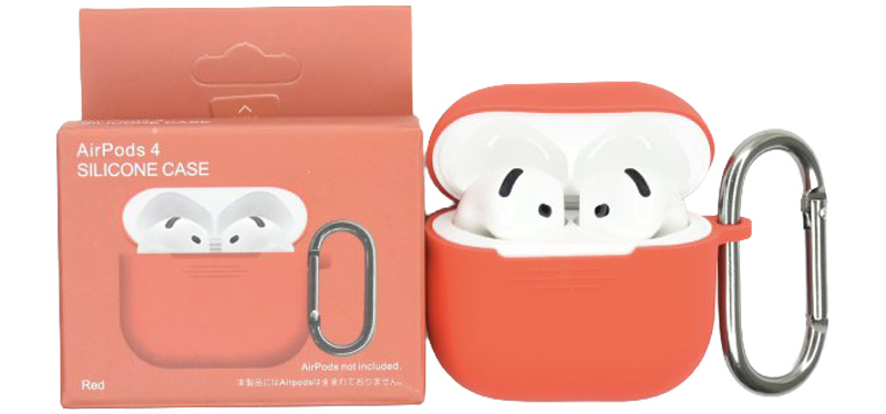 Silikonový obal s karabinou pro AirPods 4 Červený